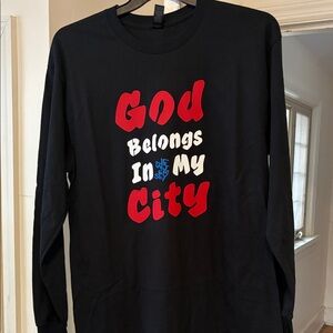 Black Long Sleeve ‘God BelongsIn My City’ Shirt